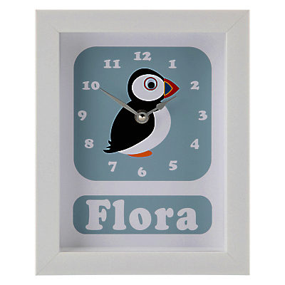 Stripey Cats Personalised Polly Puffin Framed Clock, 23 x 18cm